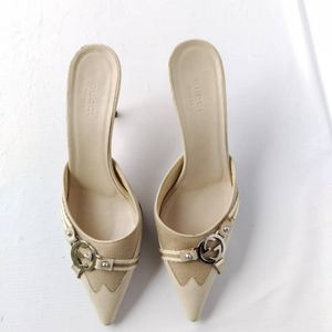 Gucci Slide Heels GG Logo Mules